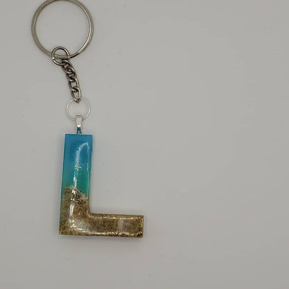 Beach Themed Initial Letter Keychain - Braceliss LLC