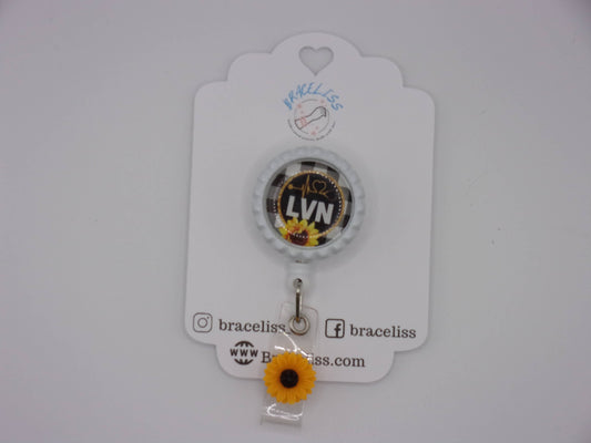 Buffalo Plaid "LVN" Sunflower Badge
