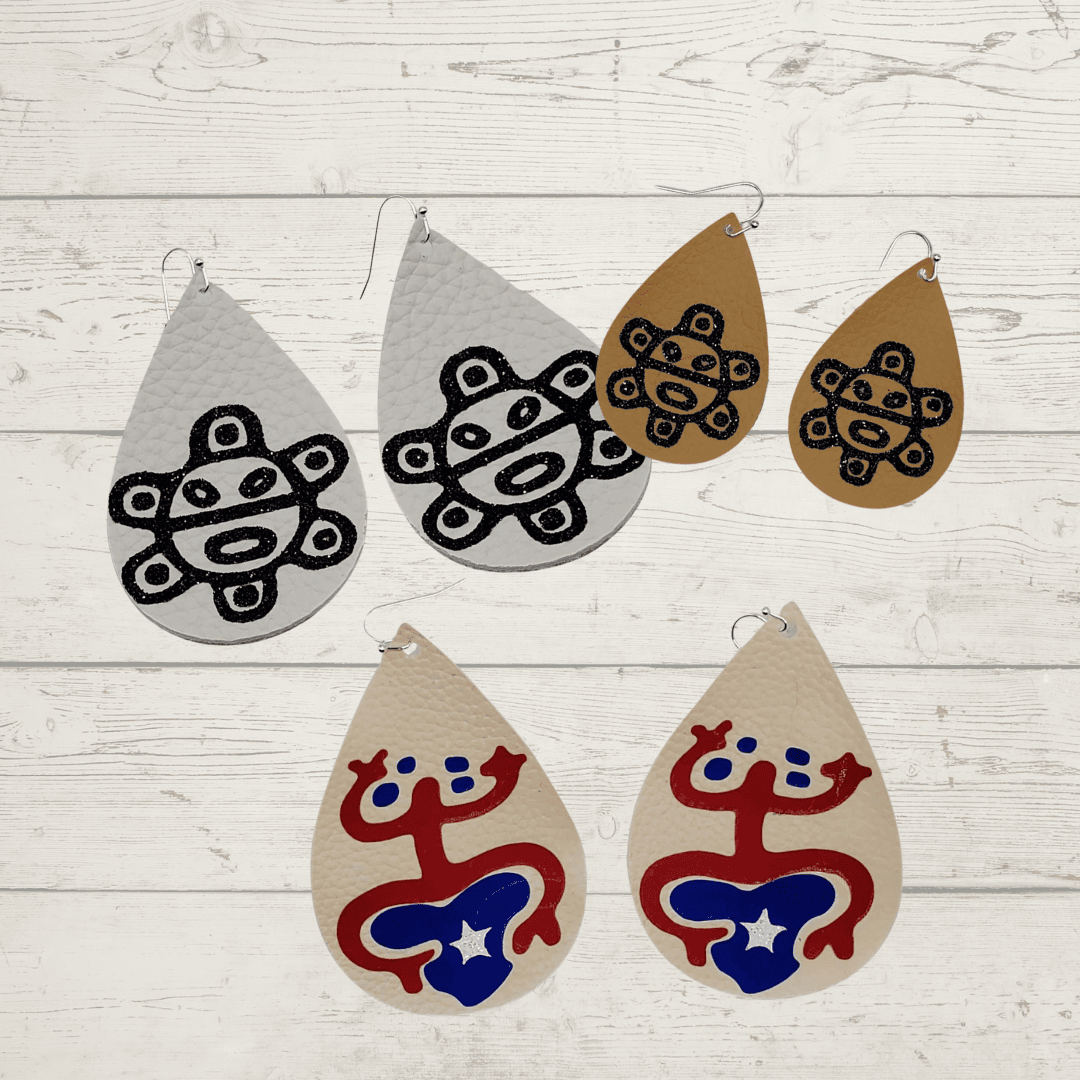 Taino faux leather earrings