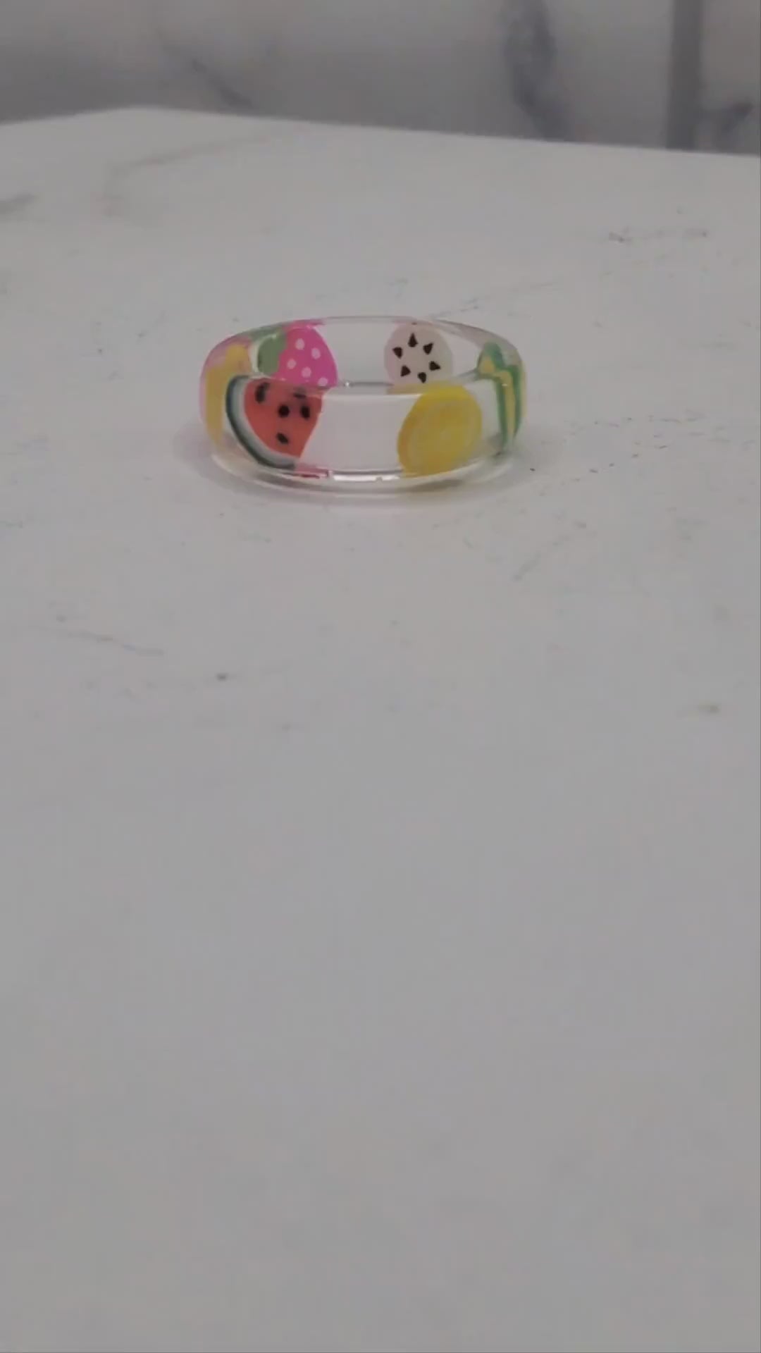 Video of fruit resin ring