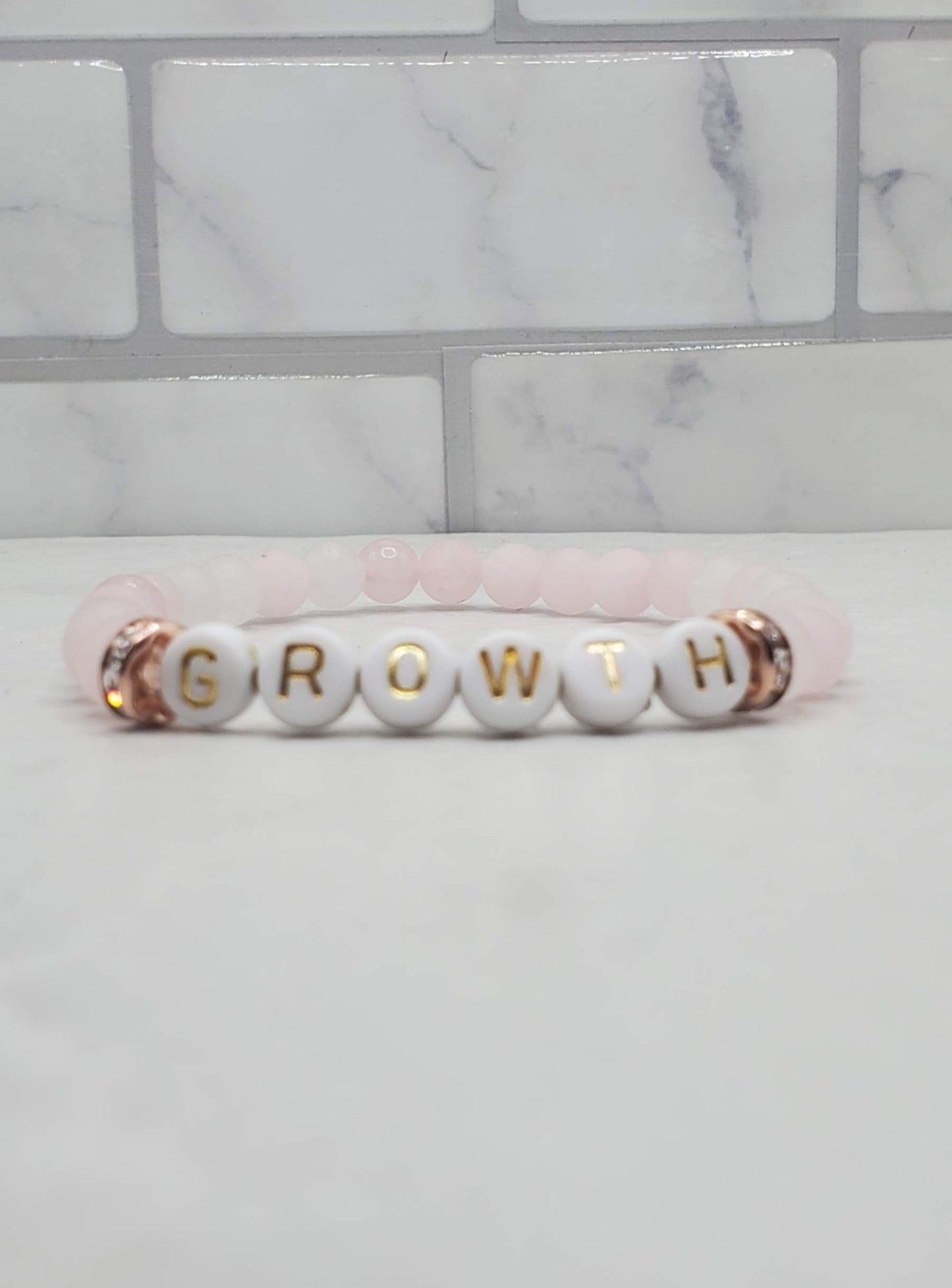Growth beaded word bracelet | Inspirational stretch bracelet frontview | Braceliss