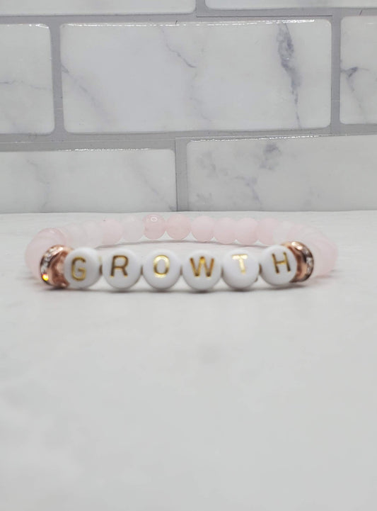 Growth beaded word bracelet | Inspirational stretch bracelet frontview | Braceliss