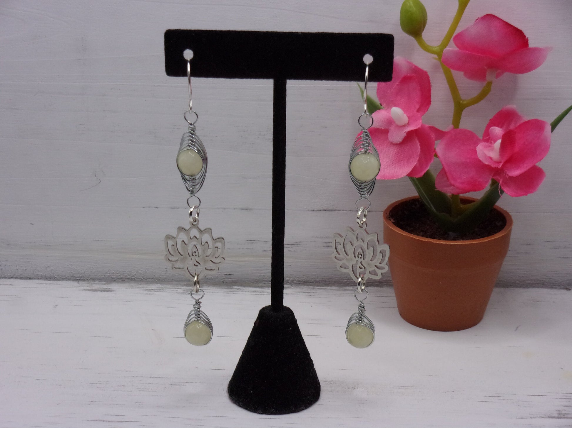 Silver Lotus Earrings. Lightweight, Flower Dangle & Drop Earrings. Gifts for Yoga Lovers