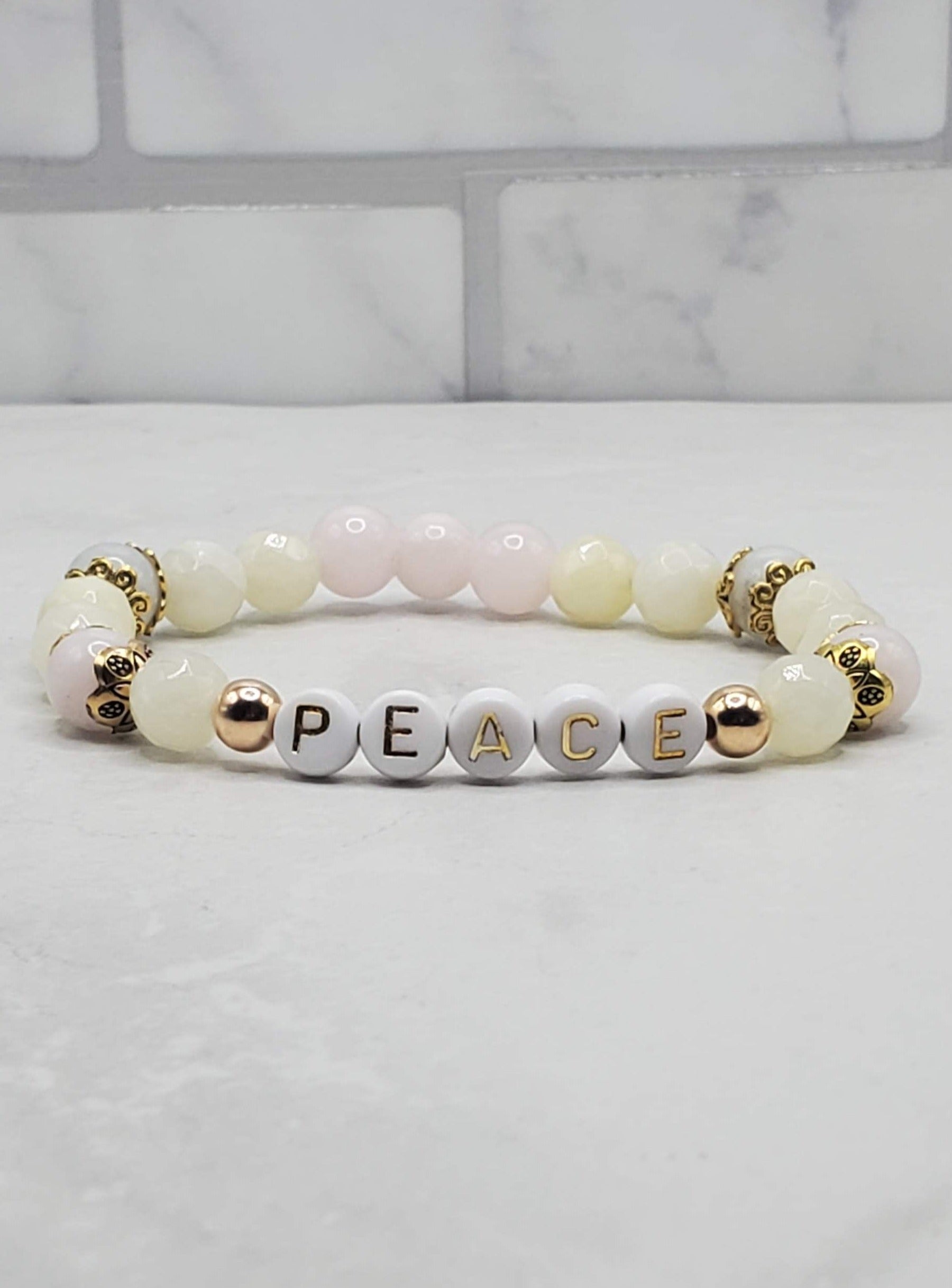Peace beaded word bracelet | Inspirational stretch bracelet | Braceliss