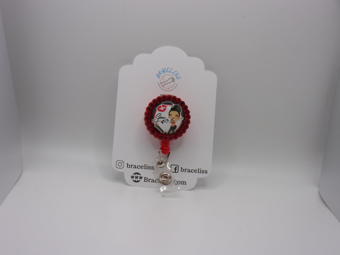 Red Singer Rhinestone Badge - Braceliss LLC