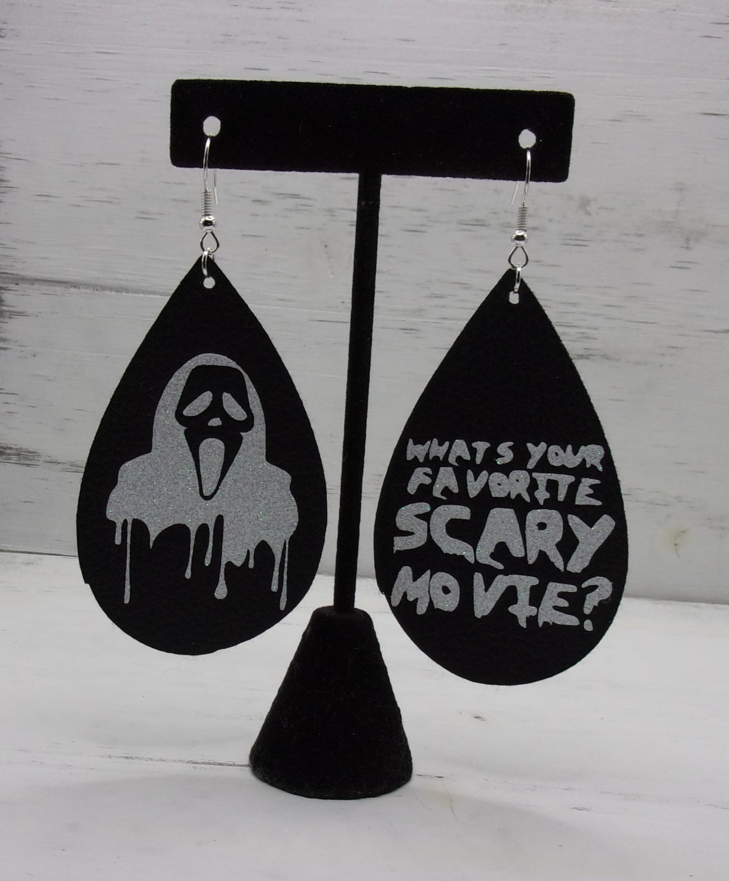 ghostface faux leather earrings