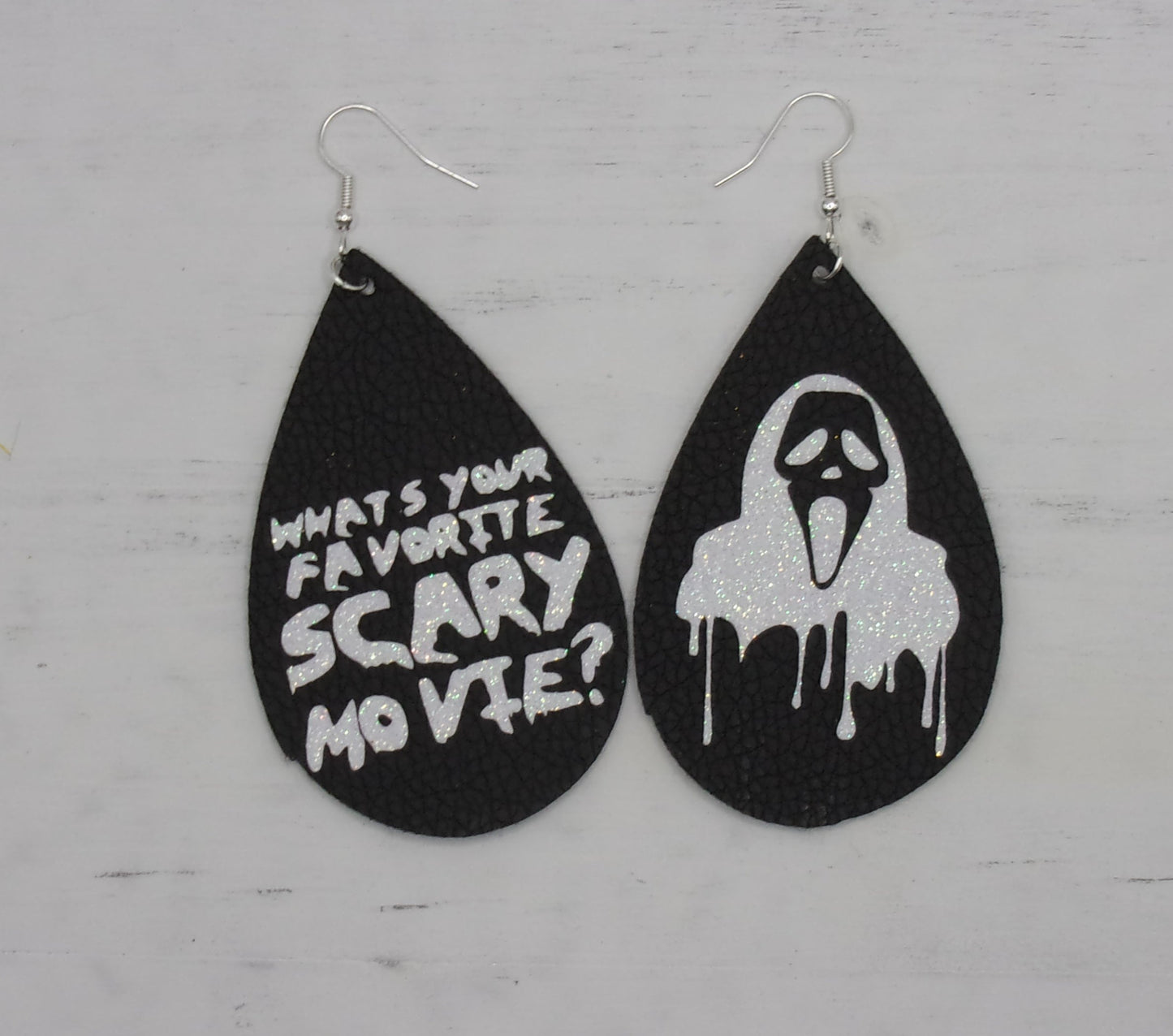 Ghostface faux leather earrings