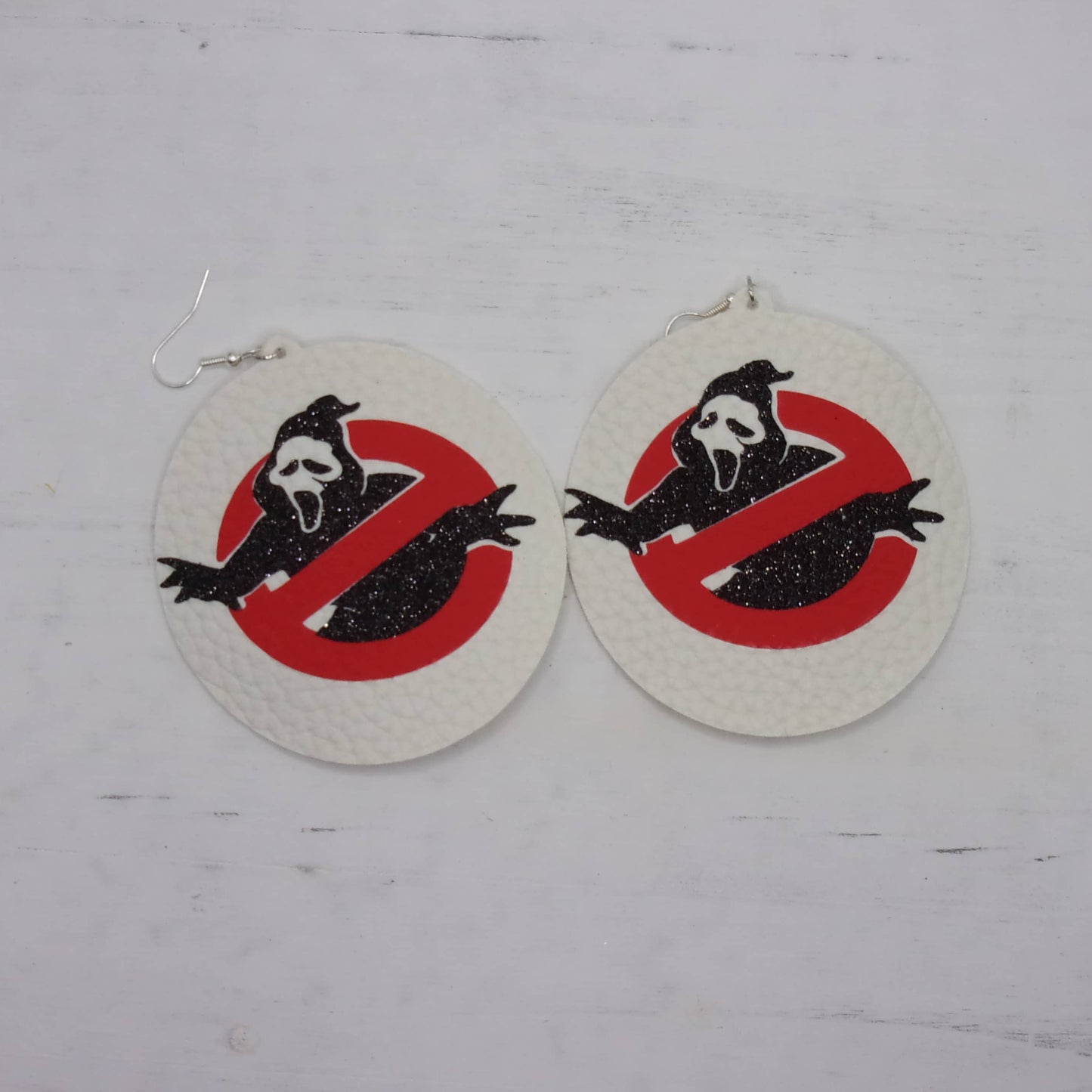 ghostface faux leather earrings
