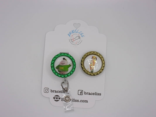 Green & Gold Monster Badge Set - Retractable Badge Reels for Nurses