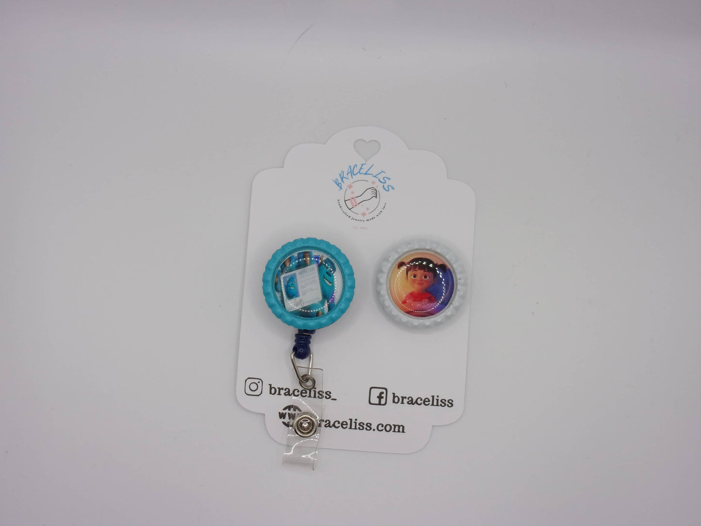 Blue Monster & Girl Badge Set