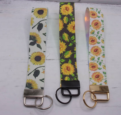 sunflower faux leather keyfob wristlets 